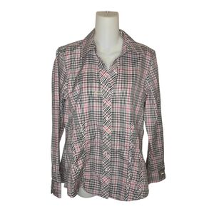 Foxcroft Non-Iron Fitted Plaid Button-Up Blouse Top Size 6